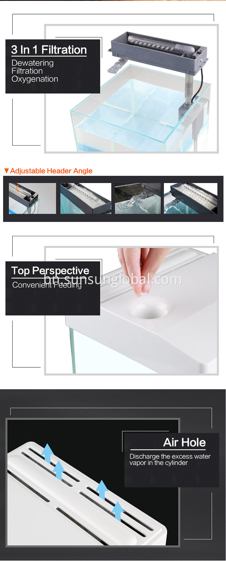 Sunsun টেবিল প্লাস্টিকের অ্যাকোয়ারিয়াম মাছ প্রজনন চাষ ট্যাংক